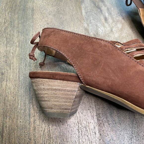 Paul Green Brown Suede Sandals‎ Heels Size US 6.5 Open Toe Neutral Versatile EUC - Picture 5 of 9